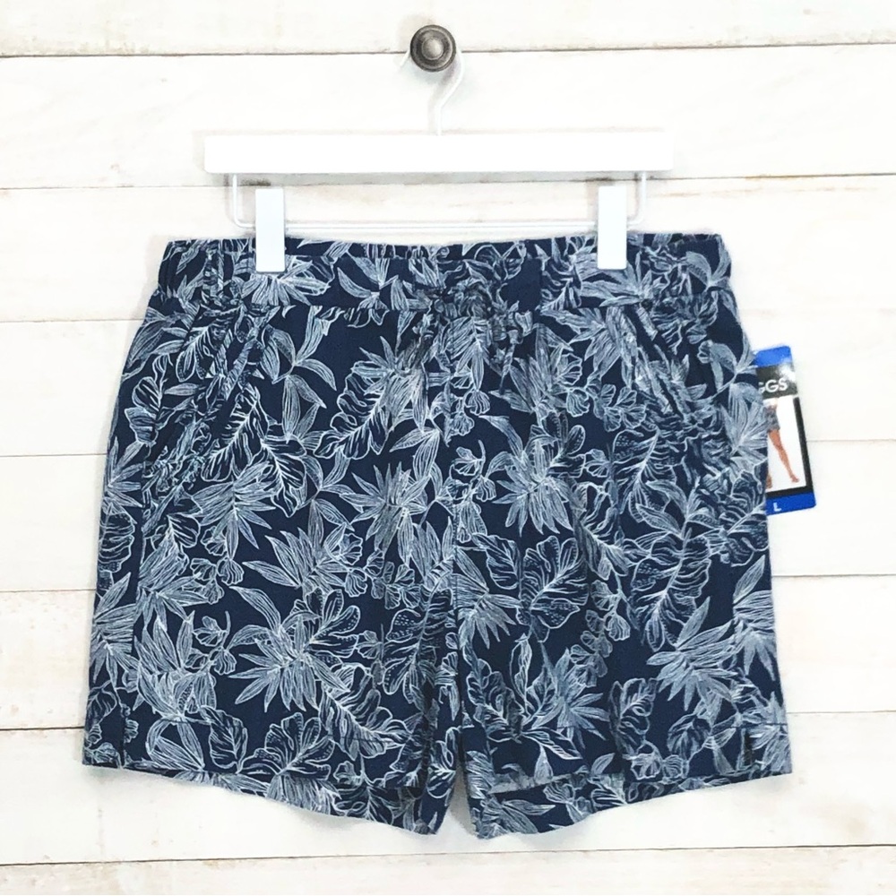 Briggs Wm's Linen Blend Short • Sz L • Navy Floral • NWT